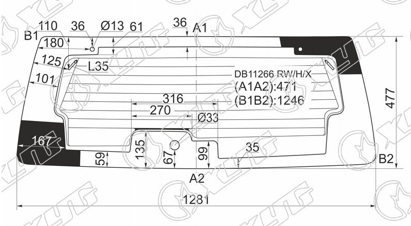 Стекло заднее с обогревом FORD ESCAPE XYG DB11266 RW/H/X 