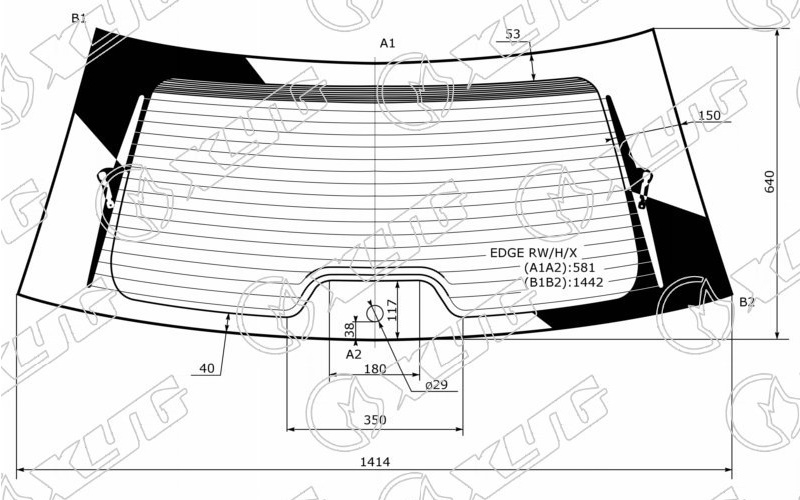 Стекло заднее с обогревом FORD EDGE XYG EDGE RW/H/X 