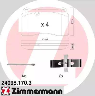 Колодки тормозные дисковые передние AUDI A3, TT Otto Zimmermann 24098.170.3 