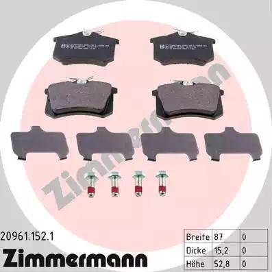 Колодки тормозные дисковые задние AUDI A4 Otto Zimmermann 20961.152.1