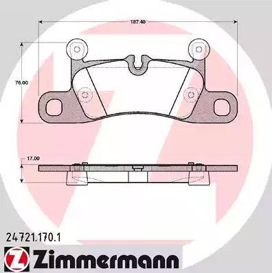 Колодки тормозные дисковые задние PORSCHE 911, Cayenne, VOLKSWAGEN Touareg Otto Zimmermann 24721.170.1