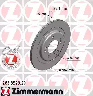 Диск тормозной задний HYUNDAI i30, KIA Cee'd Otto Zimmermann 285.3529.20, D=284 мм 