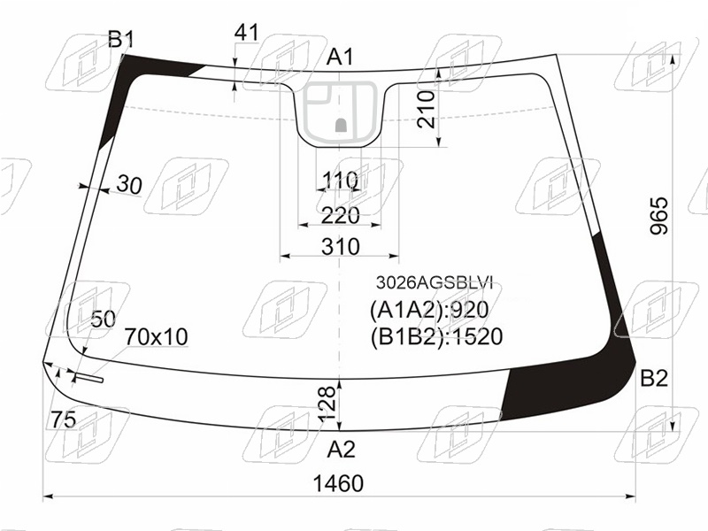 Стекло лобовое CHEVROLET CRUZE FUYAO 3026AGSBLVI