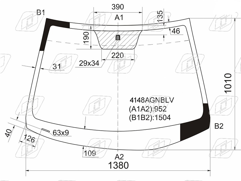 Стекло лобовое HYUNDAI SOLARIS, KIA RIO FUYAO 4148AGNBLV