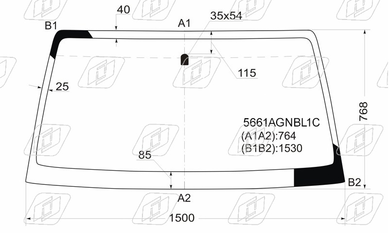 Стекло лобовое MITSUBISHI PAJERO FUYAO 5661AGNBL1C