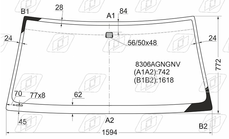 Стекло лобовое TOYOTA LAND CRUISER, LEXUS LX470 FUYAO 8306AGNGNV