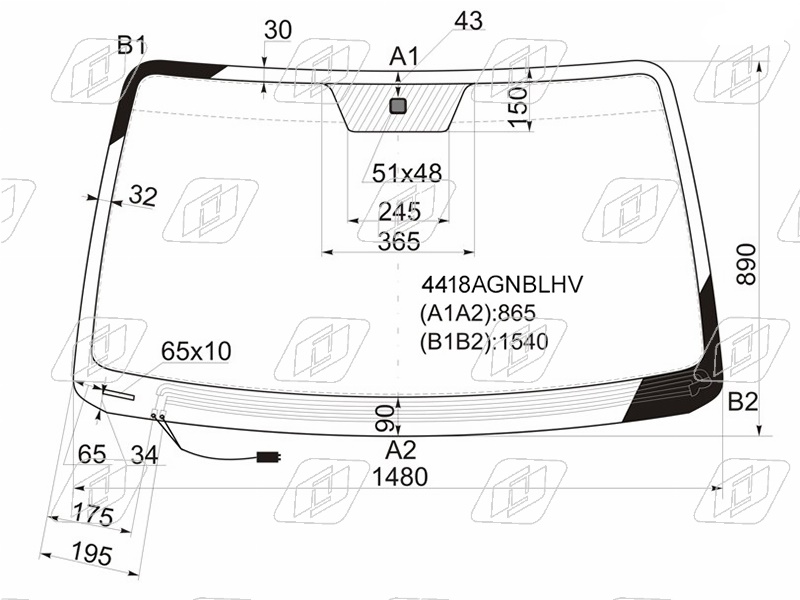 Стекло лобовое с обогревом щеток KIA SORENTO FUYAO 4418AGNBLHV