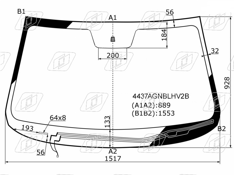 Стекло лобовое с обогревом щеток KIA SORENTO FUYAO 4437AGNBLHV2B