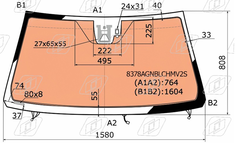 Стекло лобовое с полным обогревом TOYOTA LAND CRUISER, LEXUS LX570 FUYAO 8378AGNBLCHMV2S 