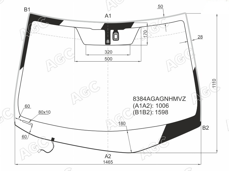 Стекло лобовое с обогревом щеток LEXUS RX270 AGC 8384AGAGNHMVZ