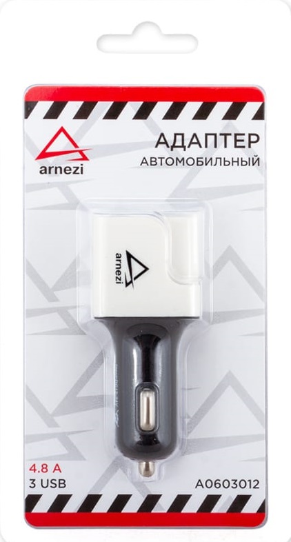 Адаптер автомобильный ARNEZI A0603012, 3хUSB, 5В, 4.8А