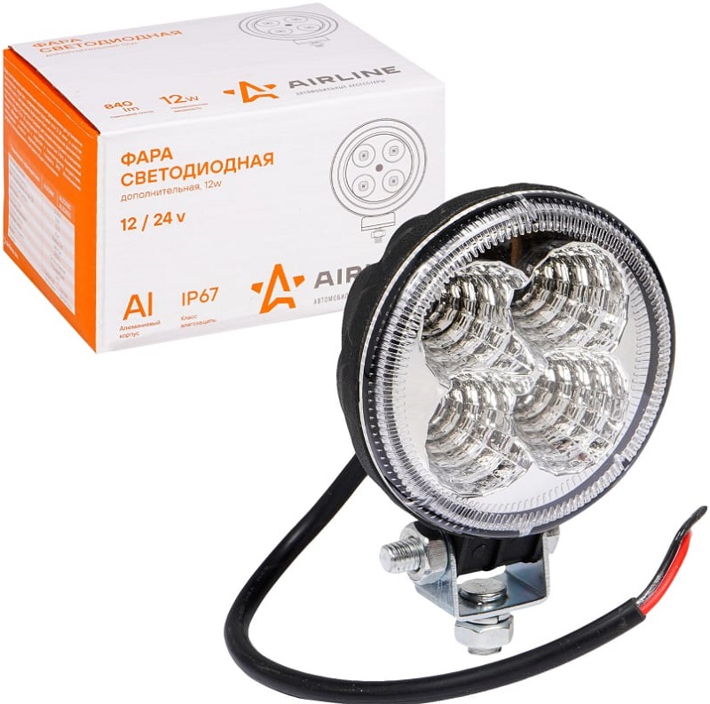 Фара светодиодная Airline ALED002, 4 LED рассеянный свет, 12 W, 83x83x51, 12/24 V