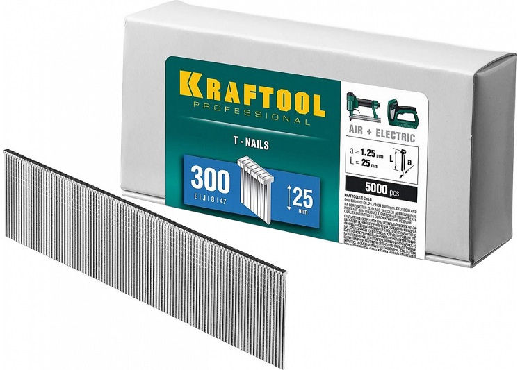 Гвозди для нейлера KRAFTOOL 31785-25, 25 мм, 5000 шт 