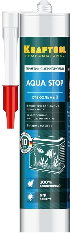 Герметик силиконовый стекольный GX107 KRAFTSIL AQUA STOP KRAFTOOL 41256-4, 300 мл