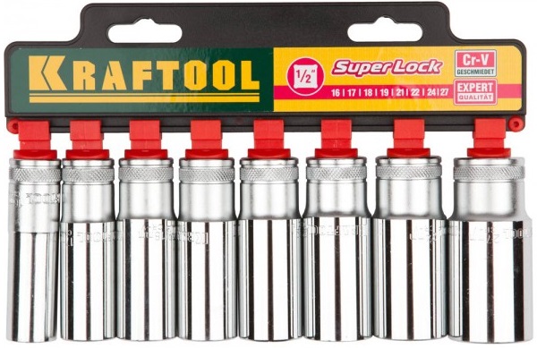 Набор торцевых головок INDUSTRIE QUALITAT SUPER LOCK KRAFTOOL 27865-H8_z01, 1/2