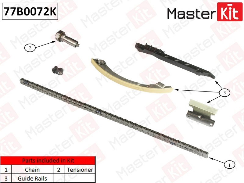 Комплект цепи ГРМ Opel Vectra Masterkit 77B0072K