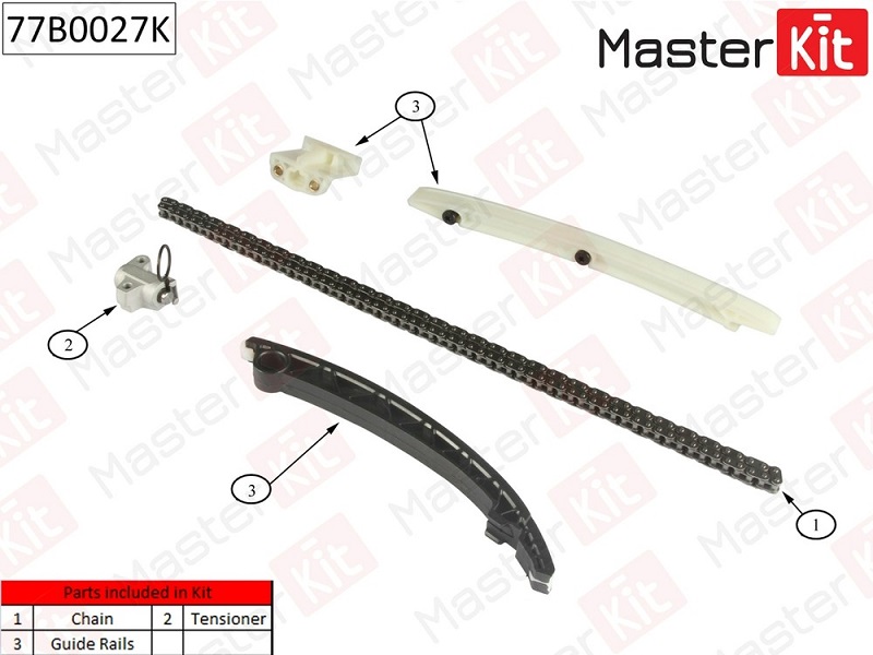 Комплект цепи ГРМ Opel Astra Masterkit 77B0027K