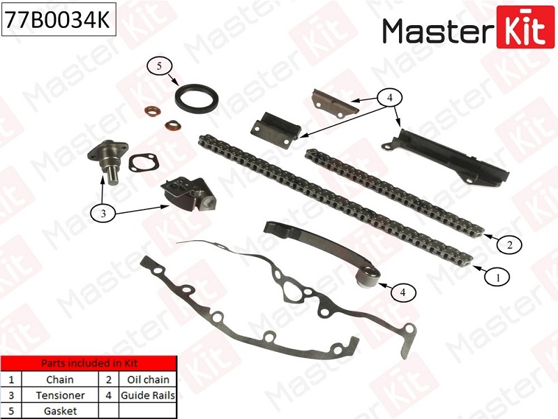 Комплект цепи ГРМ NISSAN Almera Masterkit 77B0034K