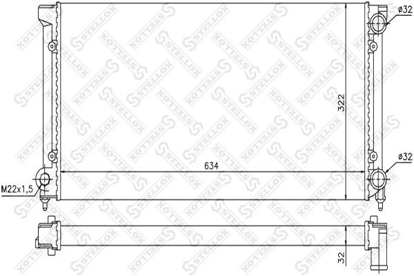 Радиатор охлаждения VOLKSWAGEN Passat Stellox 10-25001-SX