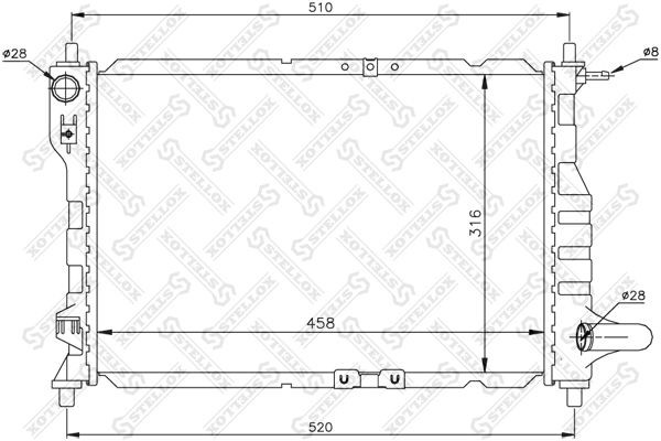 Радиатор охлаждения CHEVROLET Matiz Stellox 10-25435-SX