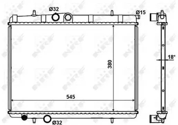Радиатор охлаждения PEUGEOT 307 Nrf 56095