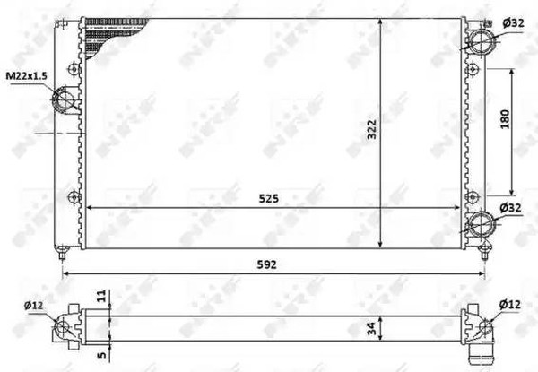 Радиатор охлаждения VOLKSWAGEN Golf Nrf 529501