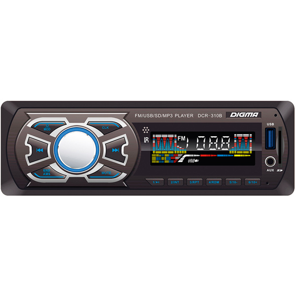 Автомагнитола Digma DCR-310B, USB, 1DIN, 4x45Вт