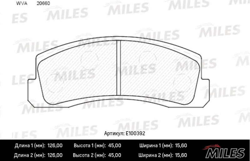 Колодки тормозные, дисковые CHEVROLET NIVA Miles E100392
