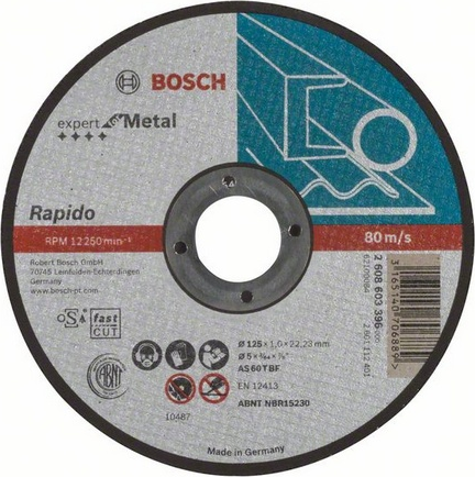 BOSCH 2608603396 ОТРЕЗНОЙ КРУГ по металлу 125х1мм, прямой